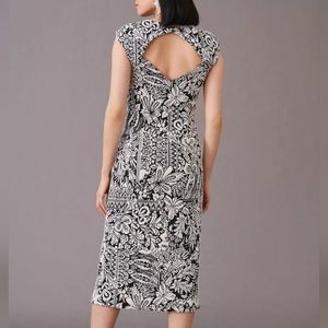 HTF Anthropologie Jacquard Cut-Out Midi Dress